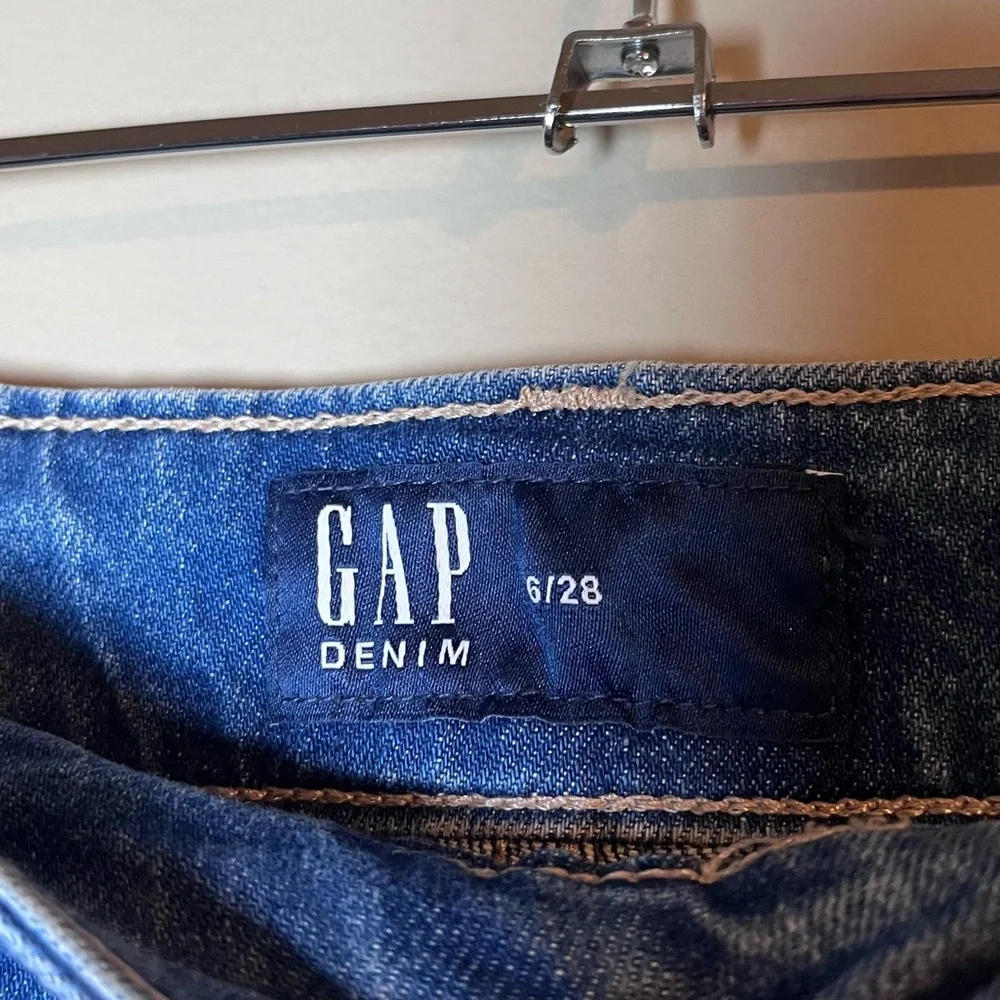 Gap NEW Denim Stretch Front Slit Midi Pencil Skirt Medium Indigo Blue Size 6/28 - Picture 5 of 7